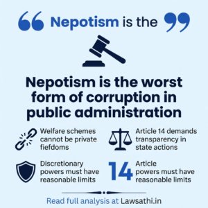 Nepotism in Welfare Schemes: The Supreme Court's Strong Stance