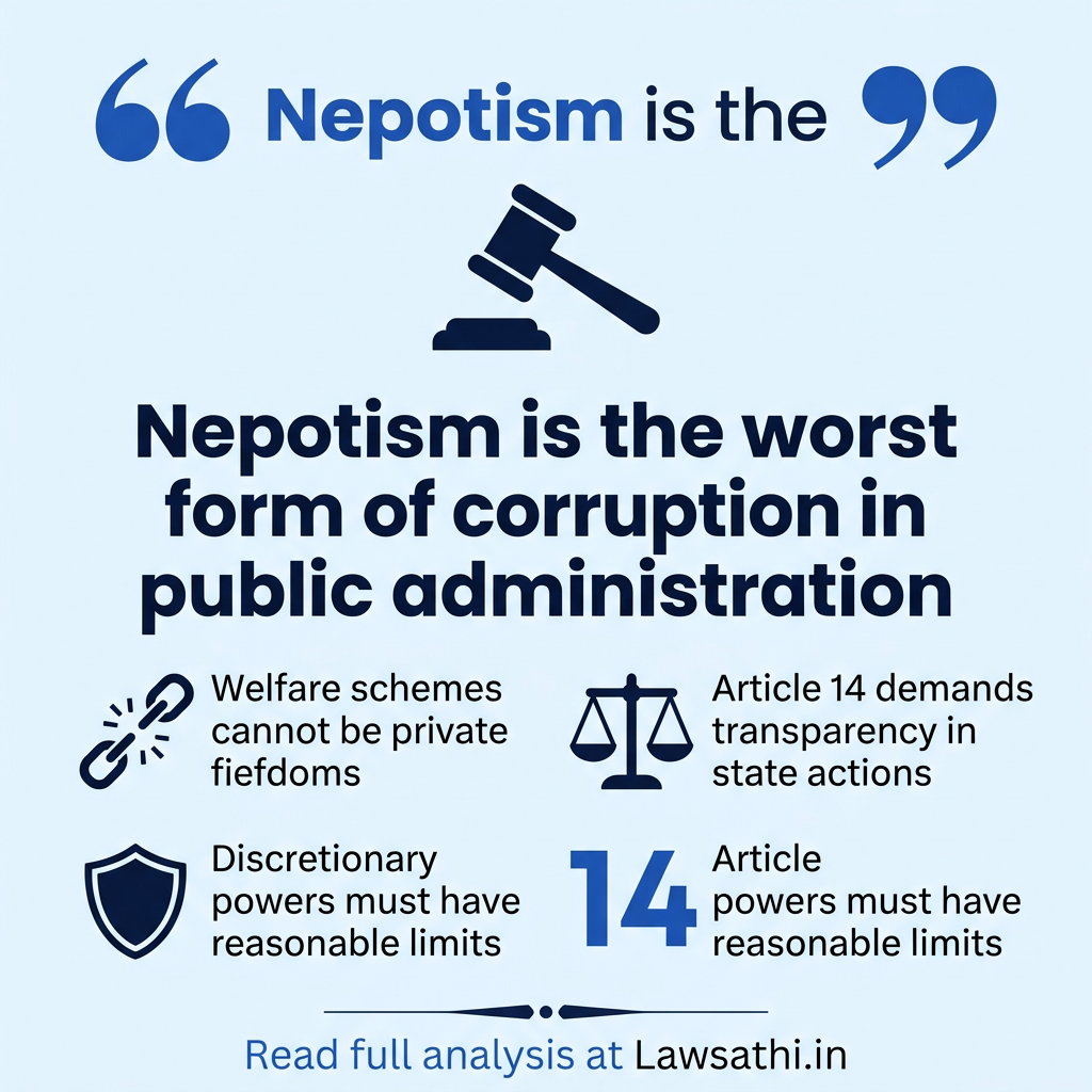 Nepotism in Welfare Schemes: The Supreme Court's Strong Stance