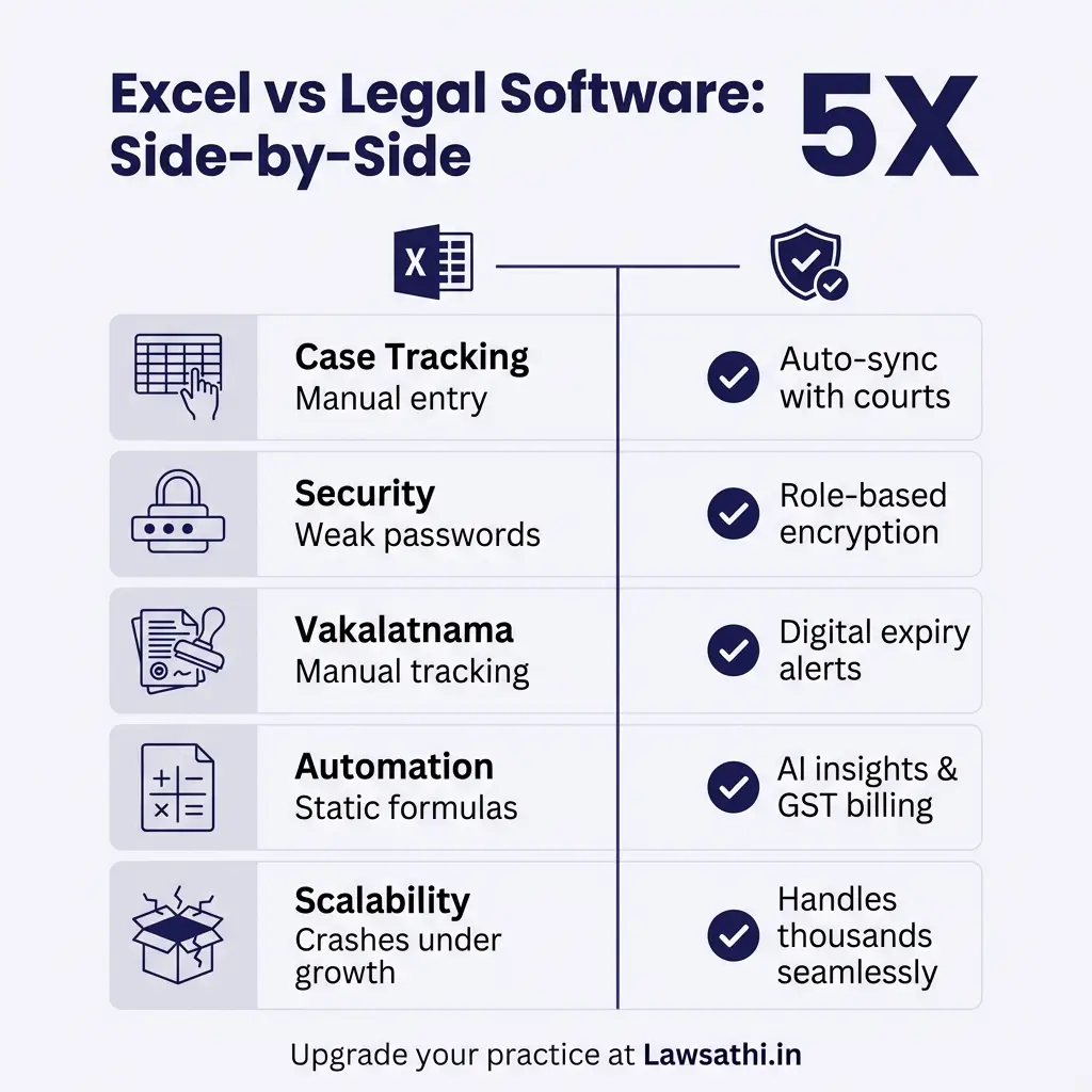 Feature-by-Feature: Excel vs. Dedicated Legal Software